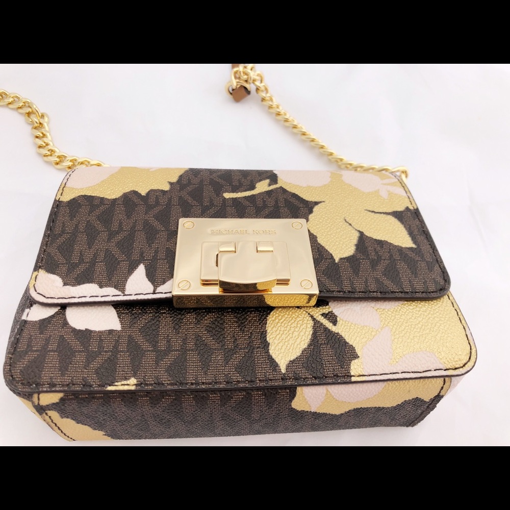 Michael Kors Tina Small Crossbody Brown Floral mk - Picture 4 of 8